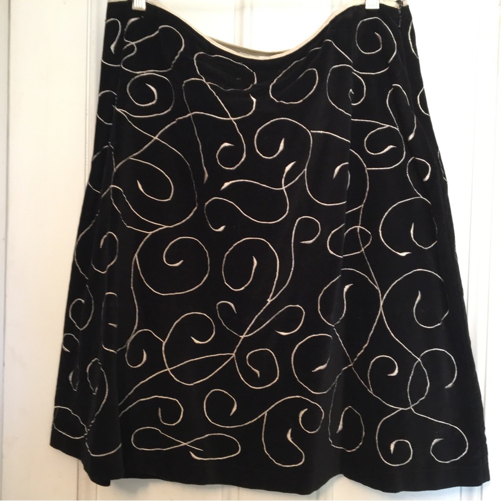 Snak Anthropologie Black Velvet Skirt